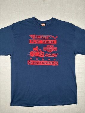 Harley-Davidson Navy Short Sleeve Tee Red Racing Graphic Oversized Biker 2XL